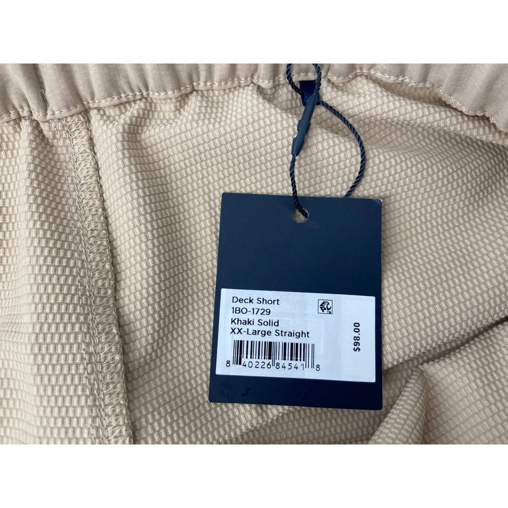 Mizzen+Main Deck Short Mens 2XL Tan Golf Performance Stretch Light Elastic Waist